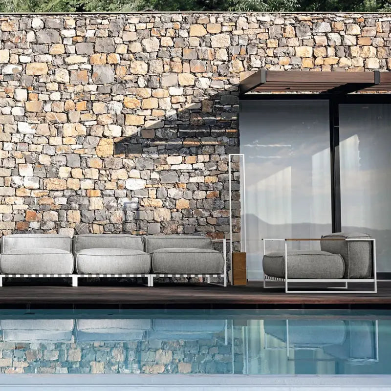 Metal Balcony Furniture Set, Mediterranean Luxury Home Leisure Terrace Furniture Cushions, Outdoor Furniture, Garden Metal Sofa