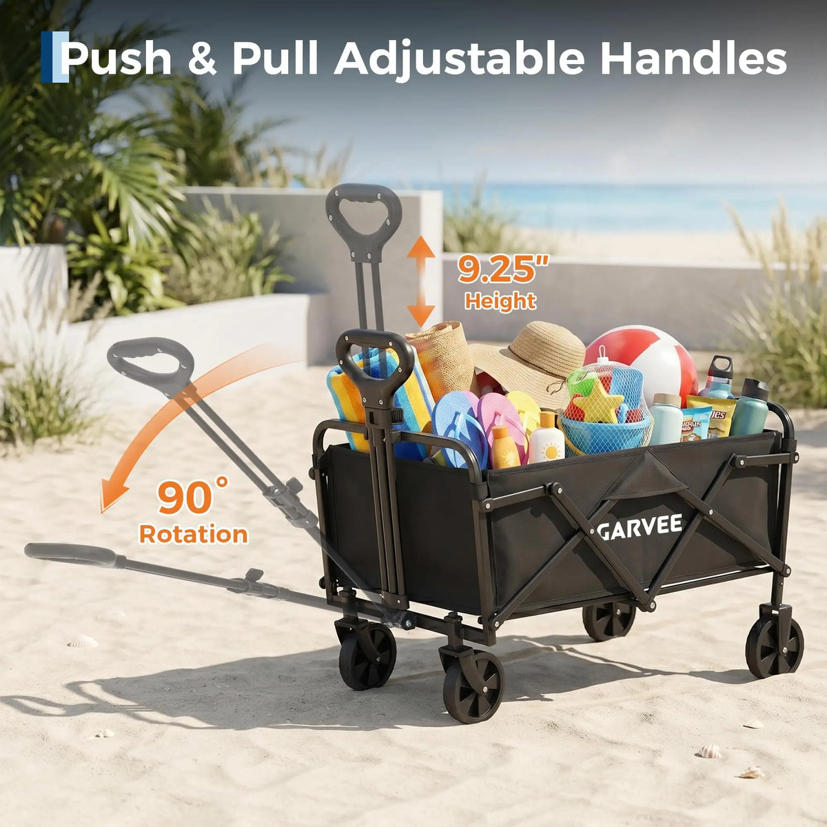 Collapsible Wagon with Wheels, 220 lbs Wagons Carts Foldable Wagon Cart with Flexible Handle, Lightweight Portable Folding Utility Grocery Shopping Cart for Grocery Sports Garden Camping
