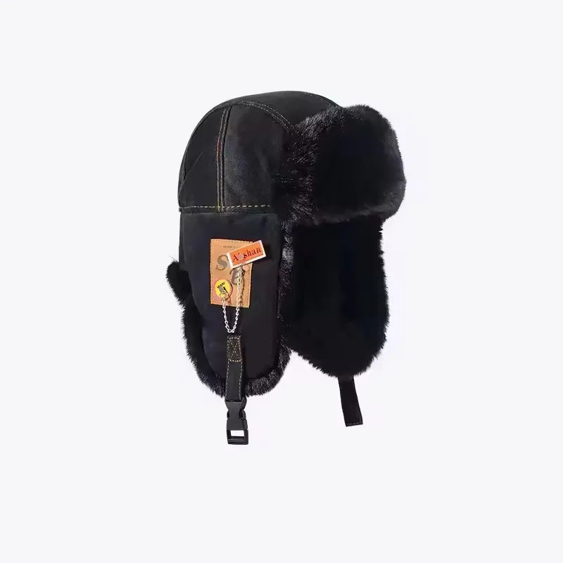 Winter Ushanka Hat Men Women's Pilot Aviator Trapper Hat Faux Fur Leather Snow Cap with Ear Flaps Pilot Winter Trapper Hat