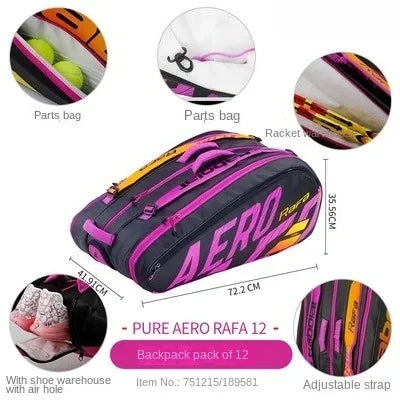 Tennis Backpack PURE Aero Tennis Bag for 3/6 /12 Tennis Rackets Padel Badminton Pickleball Racket Raquete Bag