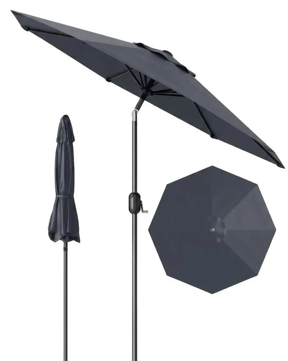 9FT Patio Umbrella Outdoor with Crank & Tilt, Waterproof UV Resistant Sun Shade for Table with 4-6 Chairs, Fiberglass Ribs for Backyard, Pool, Restaurant