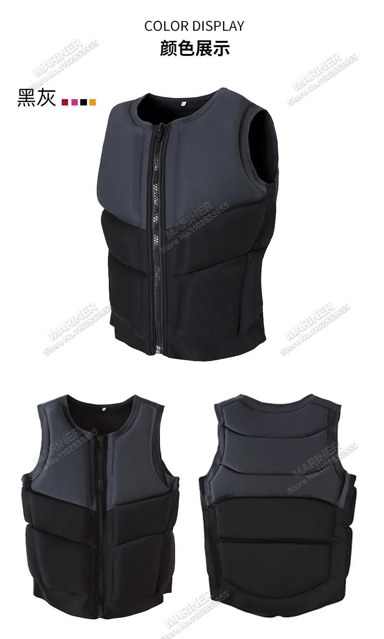 Adult Life Jacket, CE/PPE Certification, Neoprene Vest, Great For Water Sports -Boating, Jet Ski, Surfing,Kayak,Paddle Boarding