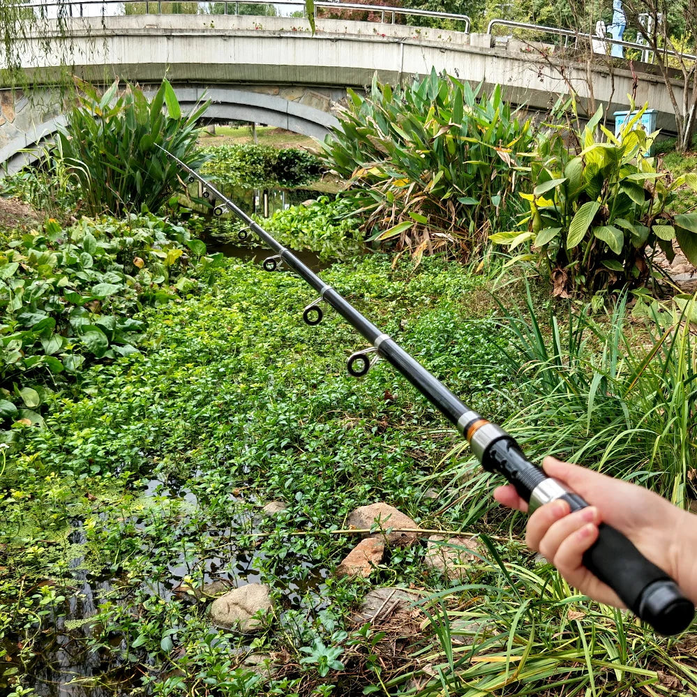 Telescopic Fishing Rod Spinning Fly Carp Feeder Fiber Pesca 2.3M 2.1M 1.5M Mini Travel Rod Reel Seat Portable Ultra Short