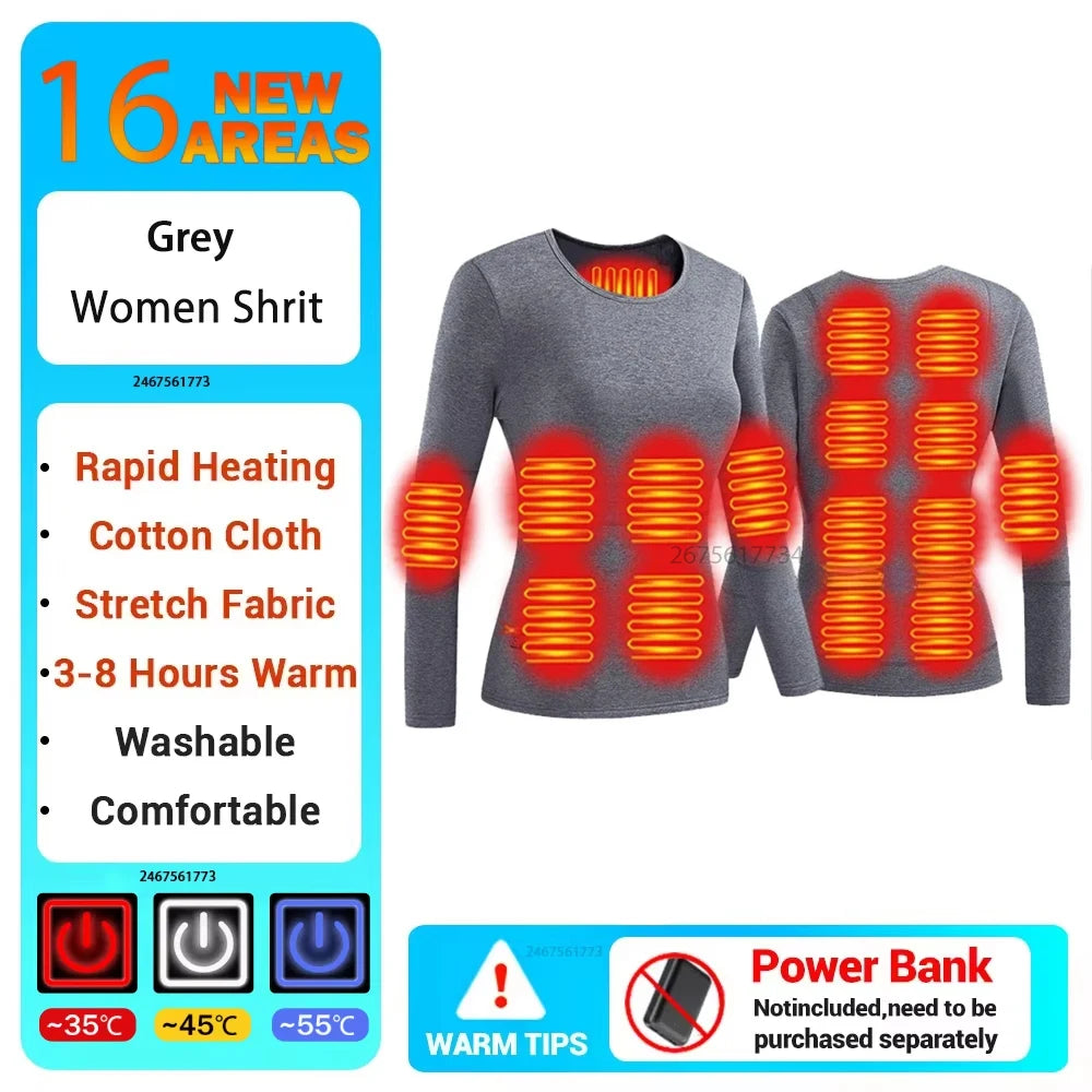 New Winter Heated Underwear Men Heating Jacket Skiwear Heated Winter Sports Thermal Underwear Electric Heated Clothing Women