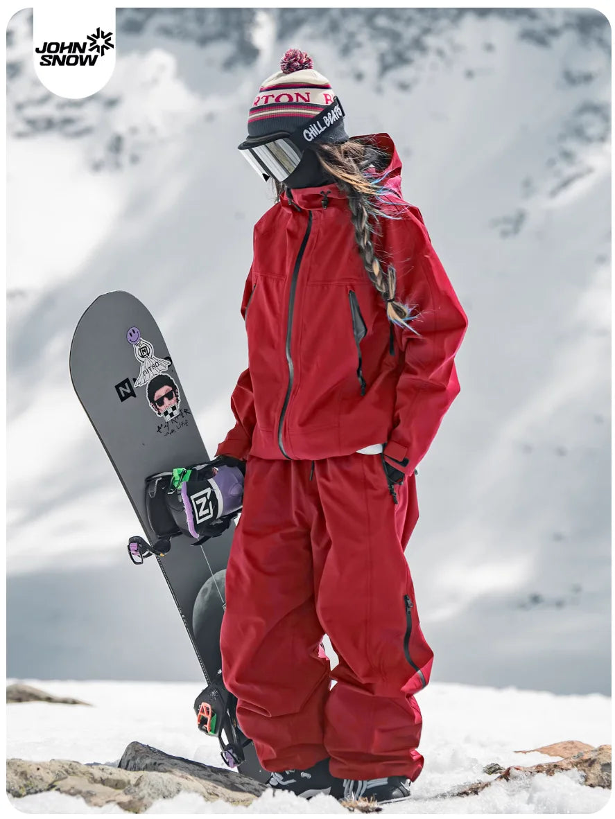 John Snow 2025 Unisex 3L Snowboard Jacket & Pants Fully Taped Seam Waterproof Windproof Ski Coat for Outdoor Winter Sports