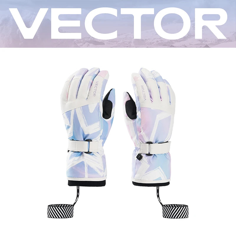Extra Thick Men Women 2-IN-1 Mittens Ski Gloves Snowboard Snow Winter Sports Warm Waterproof Windproof Skiing Faux Leather Plam