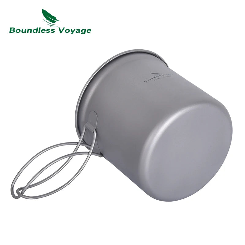 Boundless Voyage Camping Titanium Pot Pan Set Outdoor Portable Mug Multi-Functional Tableware Mess Kit Cooking Set