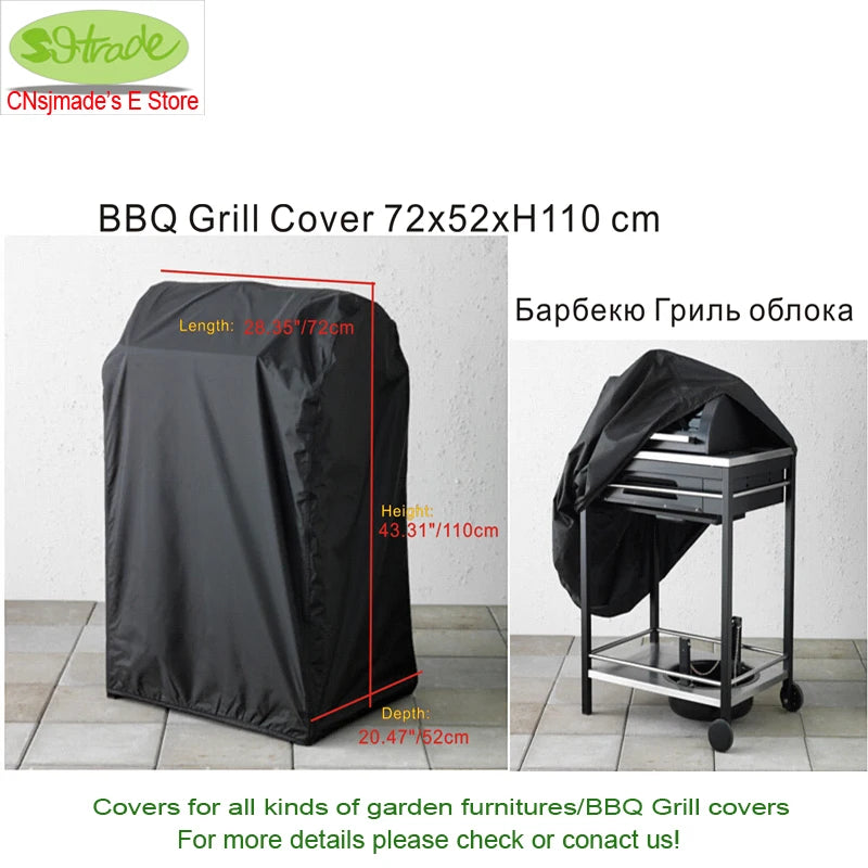 Black BBQ Cover 72x52x110H Waterproof Oxford Barbecue Grill Cover Custom Made BBQ Grill Outdoor Furniture Protective Cover
