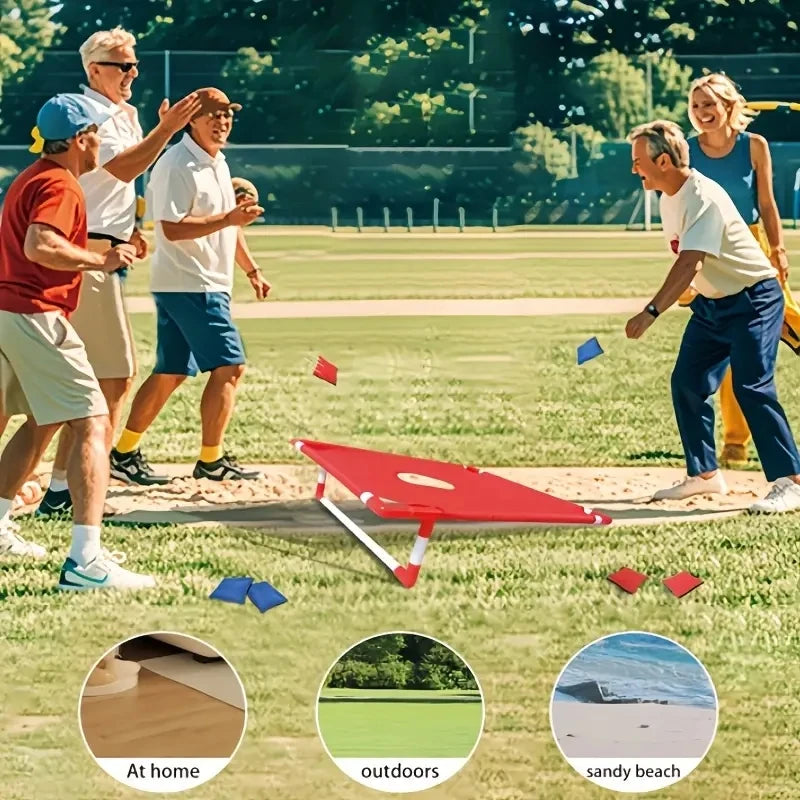 Corn Hole Game Set Includes 2 Game Boards + 6 Bean Bags + 1 Portable Bag. It Is Suitable for Both Indoor and Outdoor Use, and Is Suitable for Children, Adults, Camping Trips, Party Gatherings, Beach and Courtyard Entertainmen