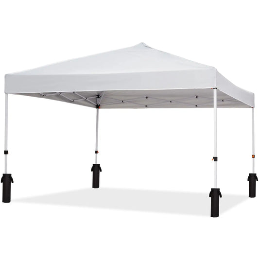 10x10FT Pop Up Canopy with Ten, Beach Tent with One Push Setup, Waterproof Outdoor Beach Canopy, Pop-Up Sun Shelter Canopy with Wheeled Bag for Parties, Beach, Outdoor, White