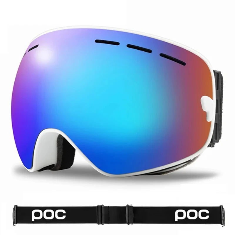 New POC Double Layer Anti-Fog Ski Goggles.Fully Coated Ski Mountaineering Protective Eyewear, Winter Sports Protective Equipment