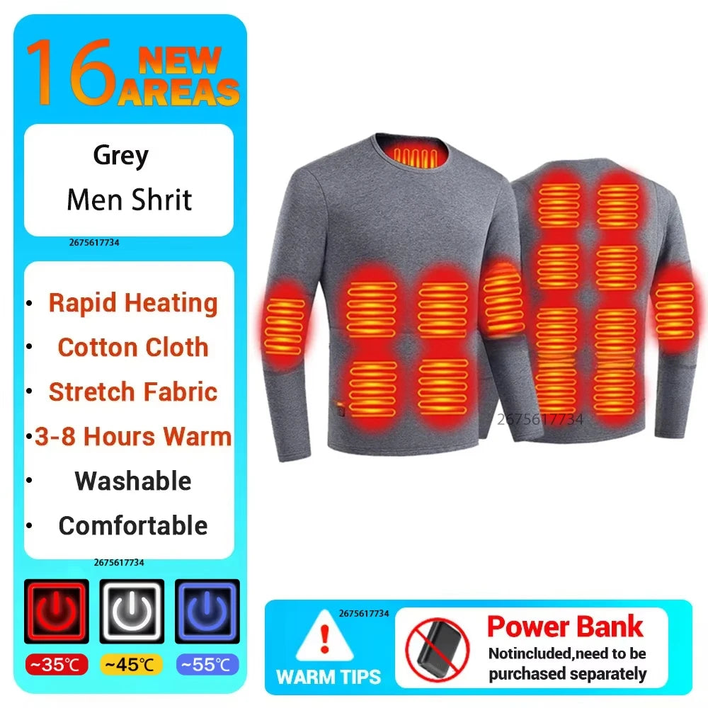 New Winter Heated Underwear Men Heating Jacket Skiwear Heated Winter Sports Thermal Underwear Electric Heated Clothing Women