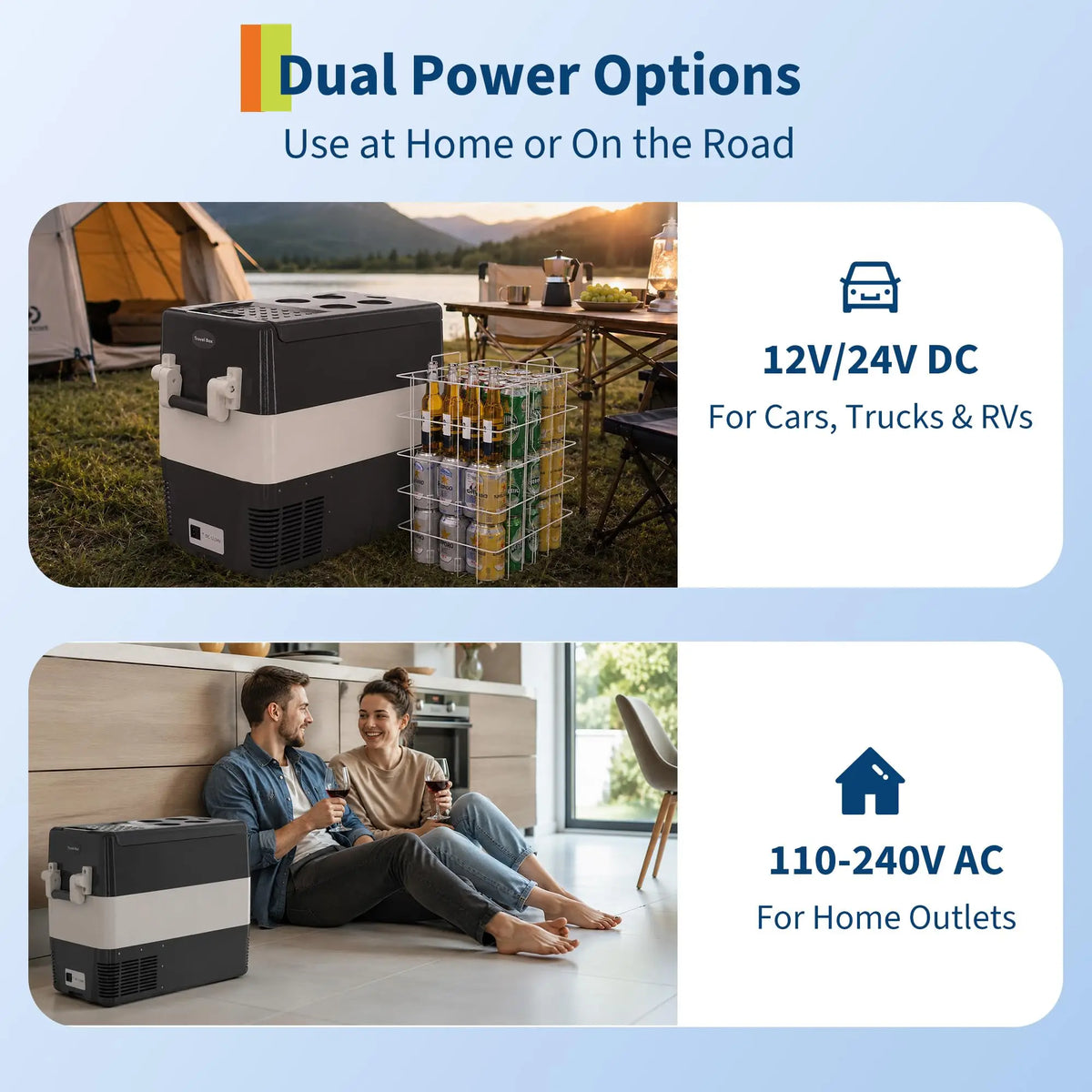 33QT Electric Cooler, 12V Car Refrigerator with Handle, -4℉ to 50℉ Truck Refrigerator, Portable Car Fridge with AC/DC Power for Camping, RV, Road Trips & Outdoor Travel