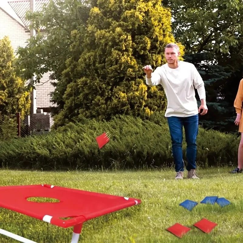 Corn Hole Game Set Includes 2 Game Boards + 6 Bean Bags + 1 Portable Bag. It Is Suitable for Both Indoor and Outdoor Use, and Is Suitable for Children, Adults, Camping Trips, Party Gatherings, Beach and Courtyard Entertainmen