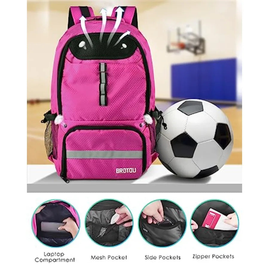 Soccer Backpack Sports Bag with Ball Holder and Shoe Compartment for Football Basketball Volleyball Rugby