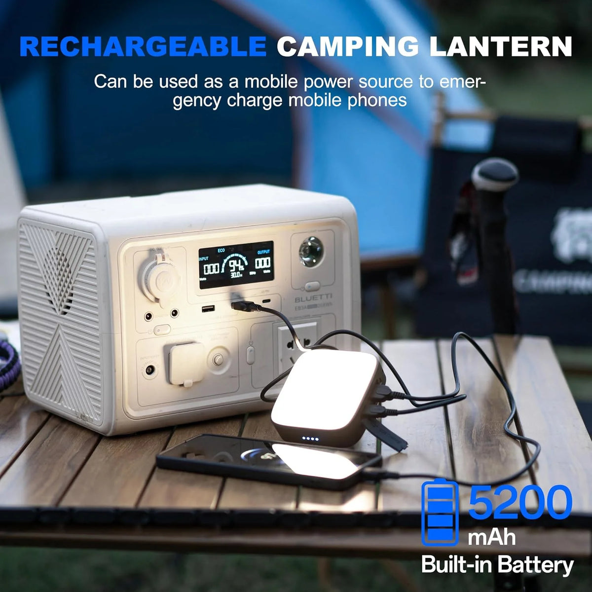 WUBEN F5 Multifunctional Camping Light 500 Lumens IP64 Type-C Charging Mobile Power Bank Outdoor Camping Tent Lights