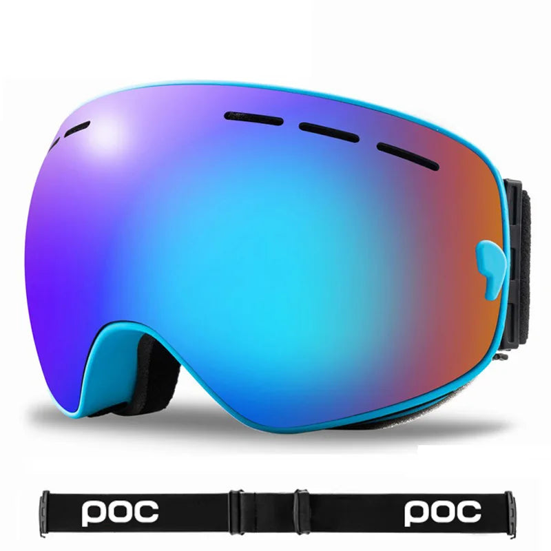New POC Double Layer Anti-Fog Ski Goggles.Fully Coated Ski Mountaineering Protective Eyewear, Winter Sports Protective Equipment