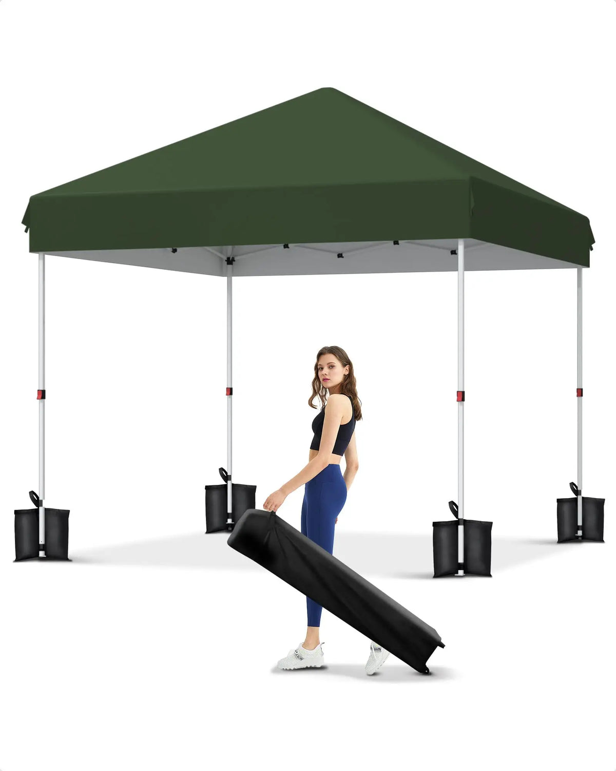 10x10 Ft Pop Up Canopy Tent, 3 Adjustable Heights Waterproof Instant Shelter with Wheeled Carry Bag for Patio Beach Garden Party