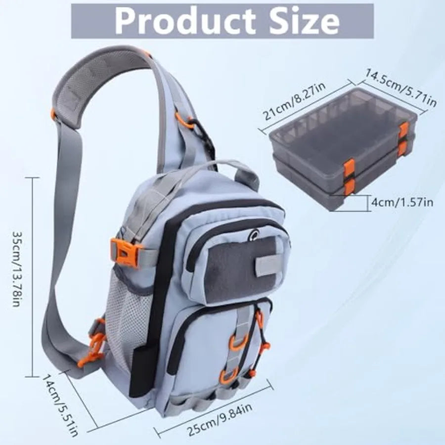 Fishing Backpack Tackle Storage Bag with 2 Tackle Boxes, Lightweight Outdoor Water-Resistant Fishing Shoulder Bag with Rod Hold