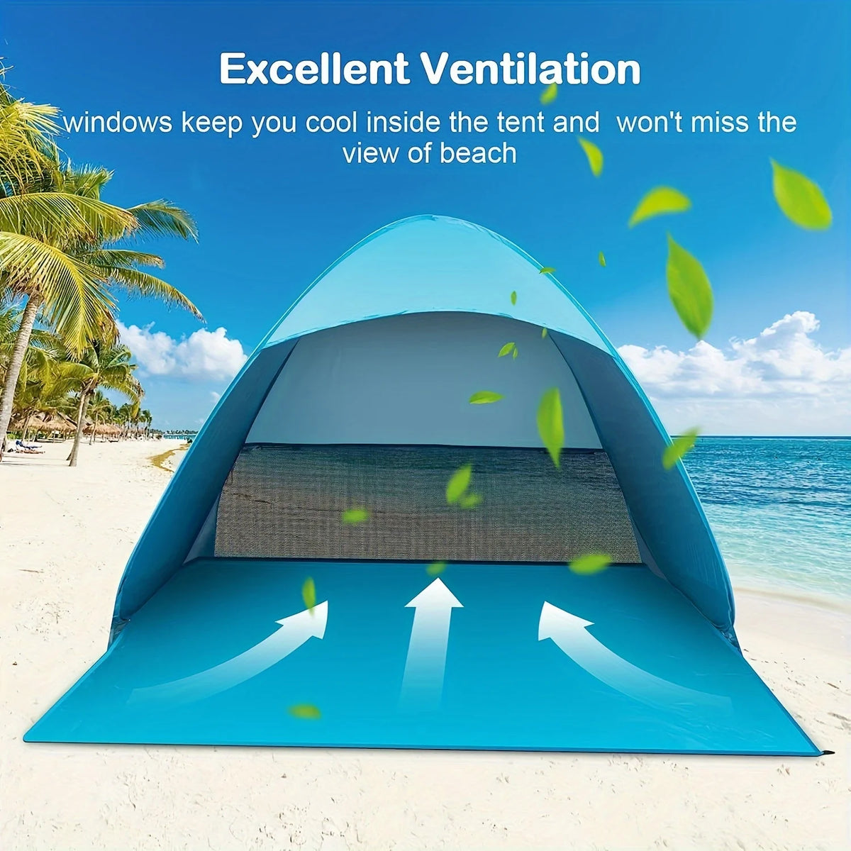 Lightweight and Durable Portable Pop-up Beach Tent To Protect You From The Sun - UPF 50 + UV Protection! Includes 6 Floor Nails