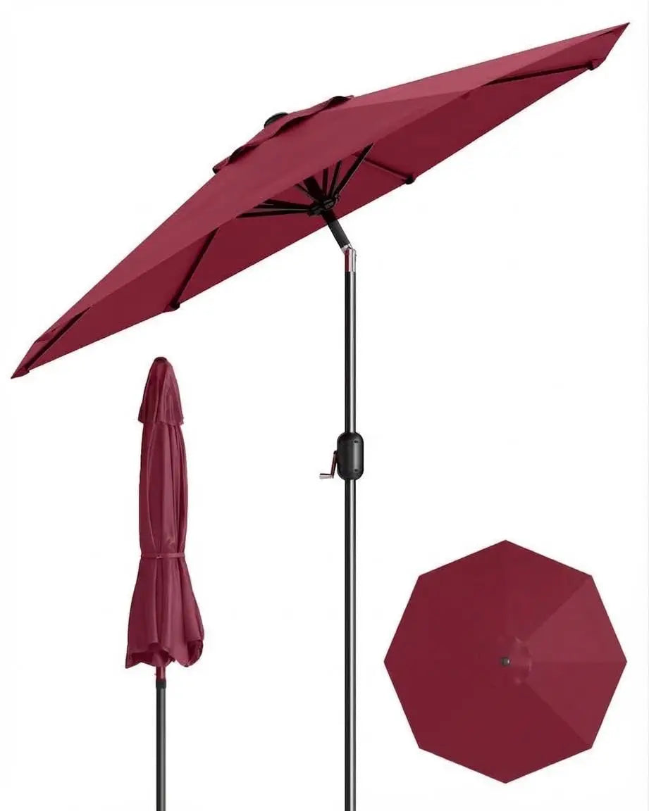 9FT Patio Umbrella Outdoor with Crank & Tilt, Waterproof UV Resistant Sun Shade for Table with 4-6 Chairs, Fiberglass Ribs for Backyard, Pool, Restaurant