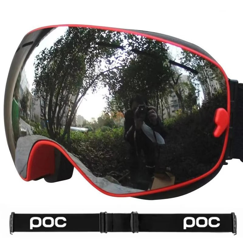 New POC Double Layer Anti-Fog Ski Goggles.Fully Coated Ski Mountaineering Protective Eyewear, Winter Sports Protective Equipment