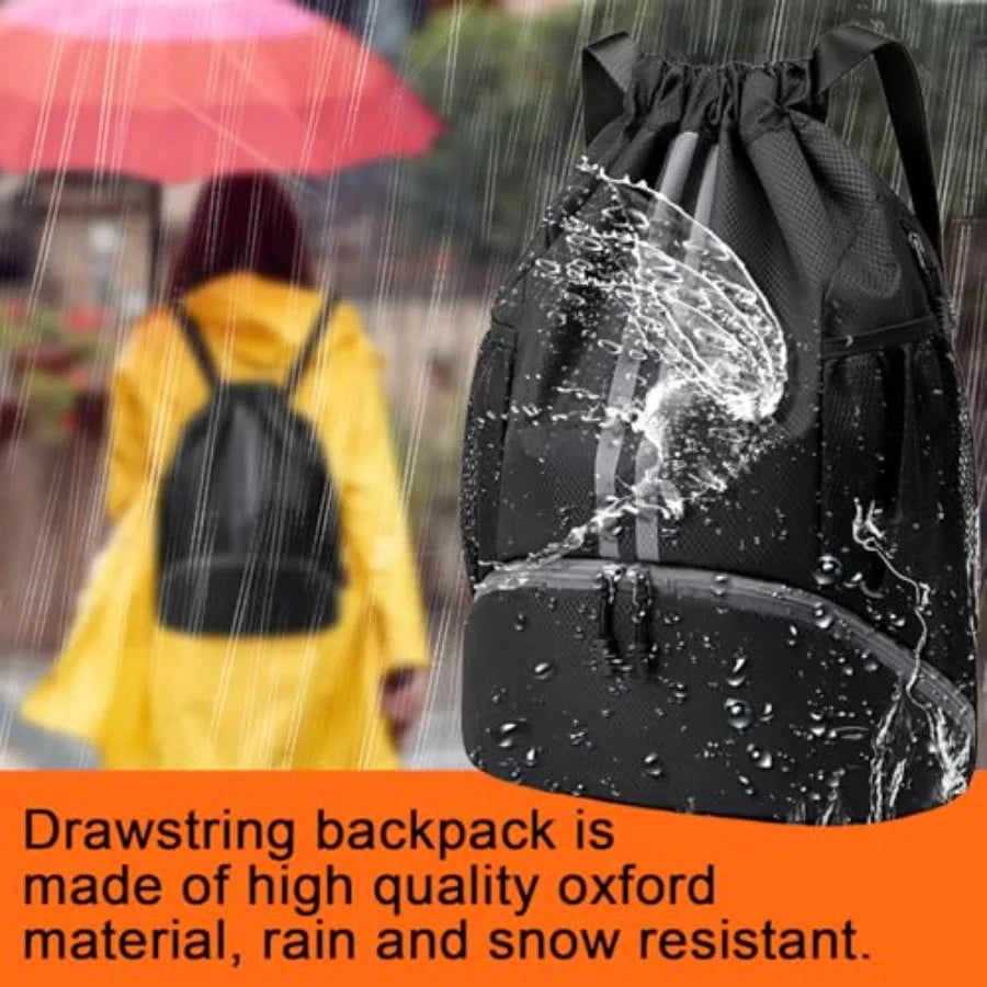 Football Boot Bag, Sports Kit Gym Sack Swimming PE Large Drawstring Bag Unisex With Wet And Dry Separation, Waterproof Gym Bag