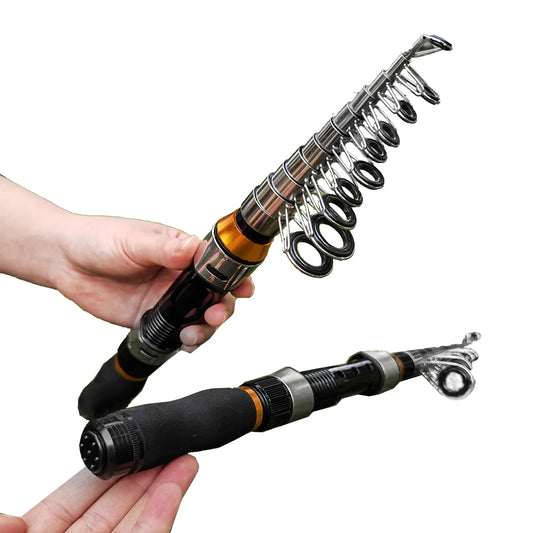 Telescopic Fishing Rod Spinning Fly Carp Feeder Fiber Pesca 2.3M 2.1M 1.5M Mini Travel Rod Reel Seat Portable Ultra Short