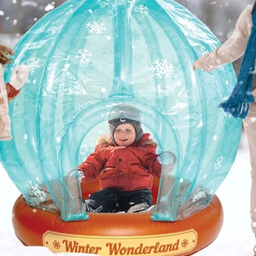 Inflatable Snow Globe - Outdoor Indoor Christmas Decorations for Yard, Room - PVC, White Blue - Easy Inflation, Durable Reusabl