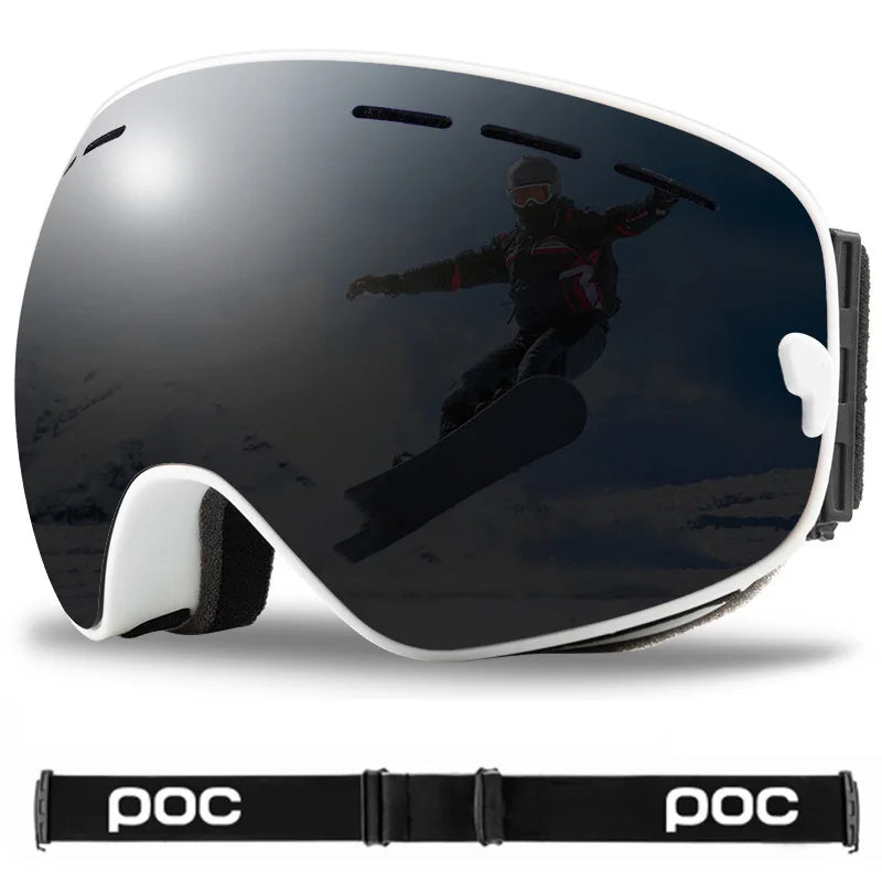 New POC Double Layer Anti-Fog Ski Goggles.Fully Coated Ski Mountaineering Protective Eyewear, Winter Sports Protective Equipment