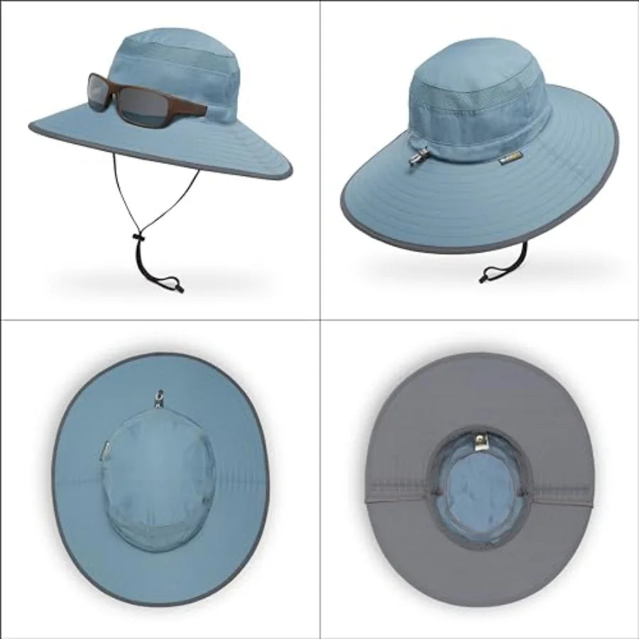 Outdoor sun protection hat for adults, lightweight nylon fabric, navy blue, UPF 50+ UV protection and adjustable fit