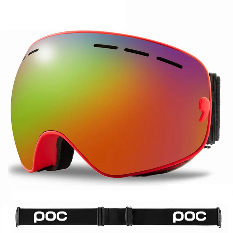 New POC Double Layer Anti-Fog Ski Goggles.Fully Coated Ski Mountaineering Protective Eyewear, Winter Sports Protective Equipment