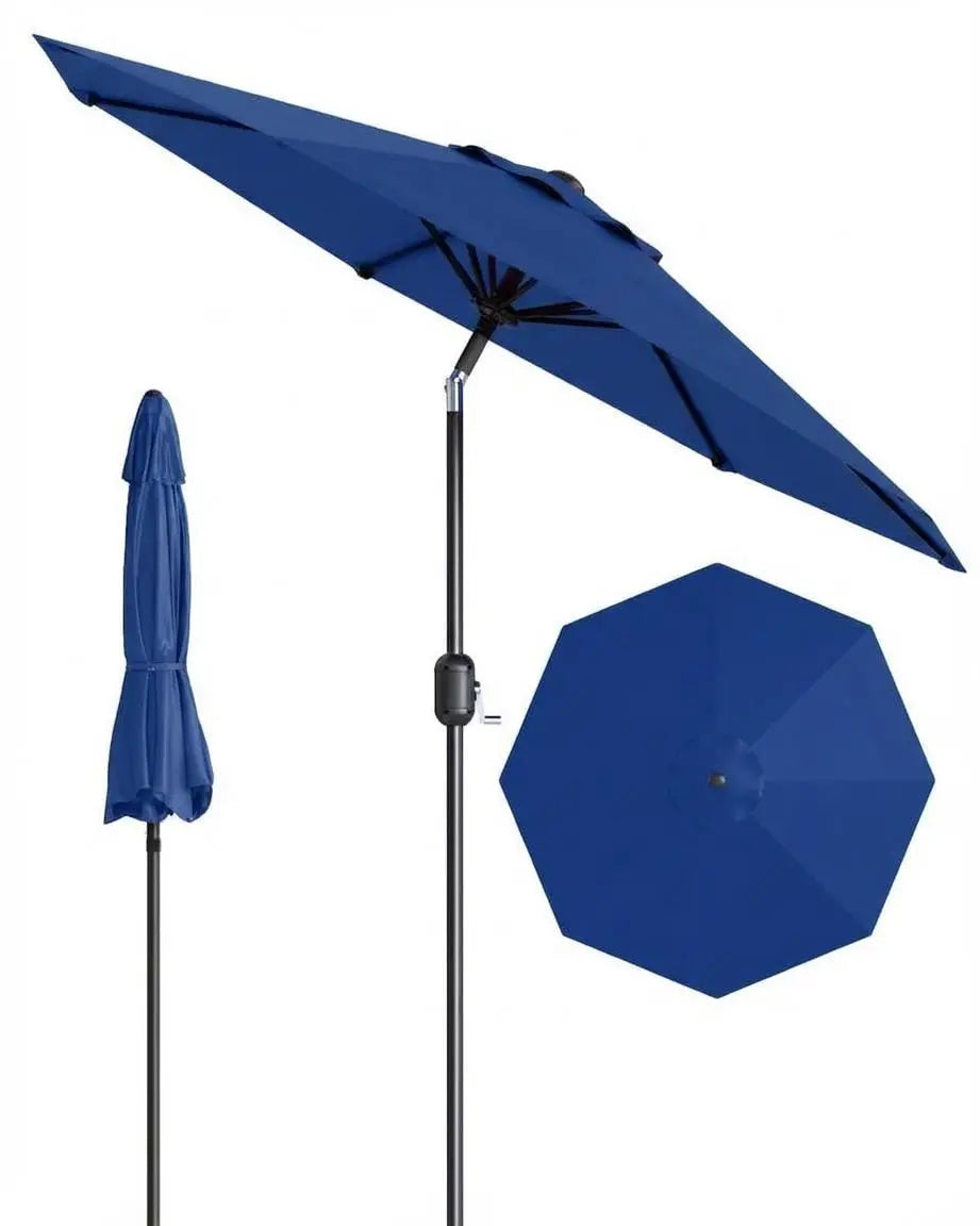 9FT Patio Umbrella Outdoor with Crank & Tilt, Waterproof UV Resistant Sun Shade for Table with 4-6 Chairs, Fiberglass Ribs for Backyard, Pool, Restaurant