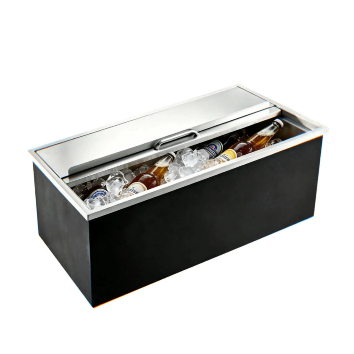 Drop-in Ice Chest, Large Capacity Stainless Ice Bin with Lid & Drain-Pipe Set, Commercial Grade Insulated Ice Bucket for Cold Wine Beer, Non-Electric 24H Cold Retention for Outdoor Kitchen&Bar