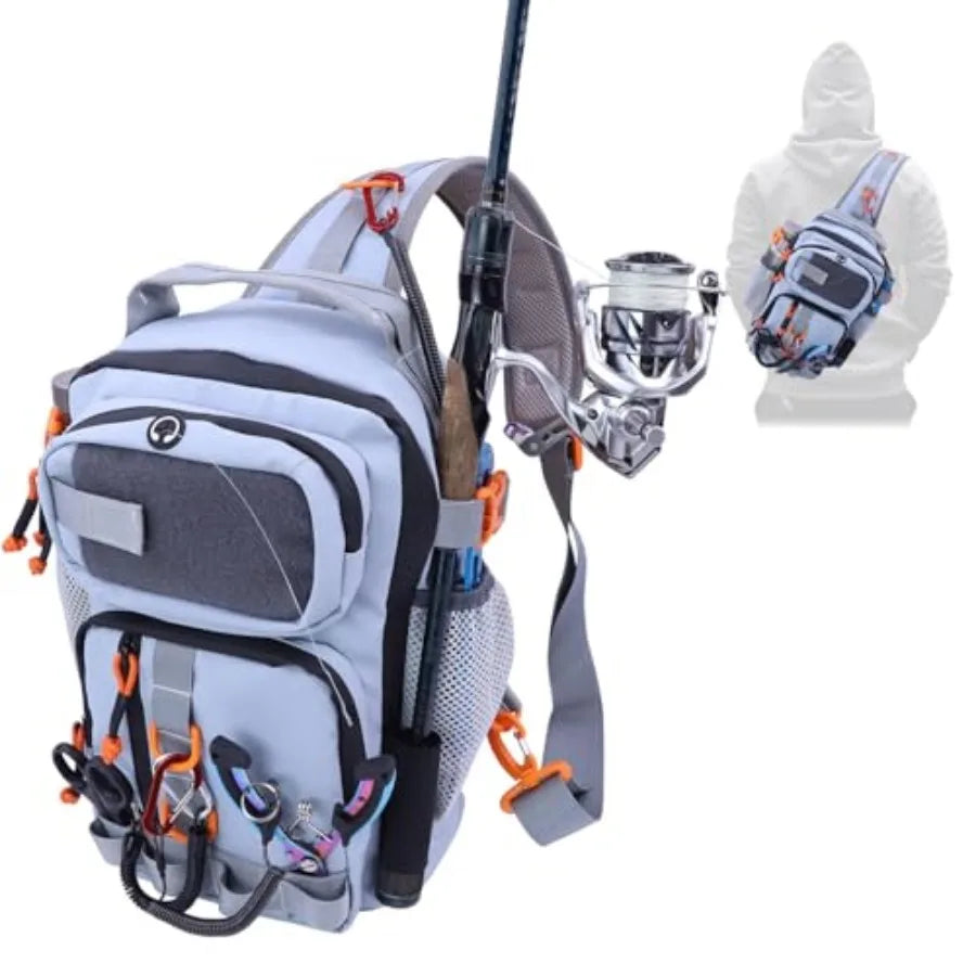 Fishing Backpack Tackle Storage Bag with 2 Tackle Boxes, Lightweight Outdoor Water-Resistant Fishing Shoulder Bag with Rod Hold