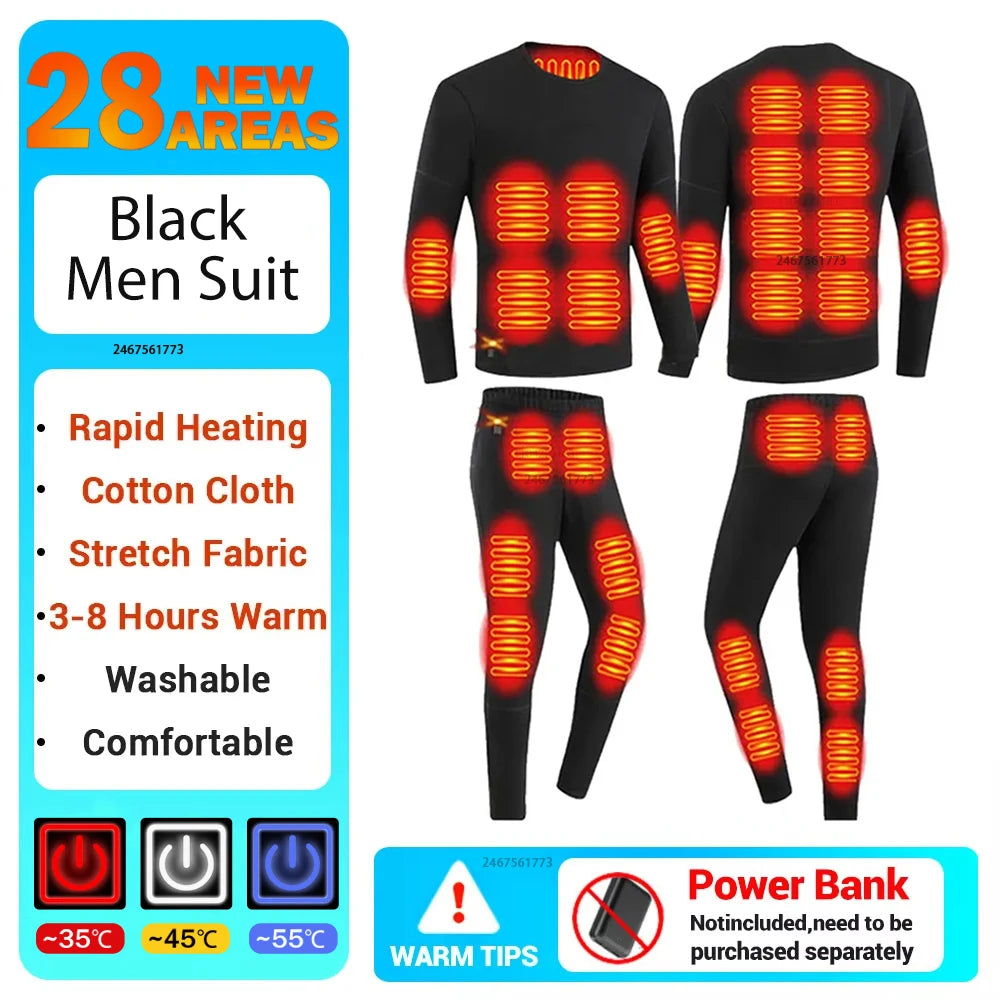 New Winter Heated Underwear Men Heating Jacket Skiwear Heated Winter Sports Thermal Underwear Electric Heated Clothing Women