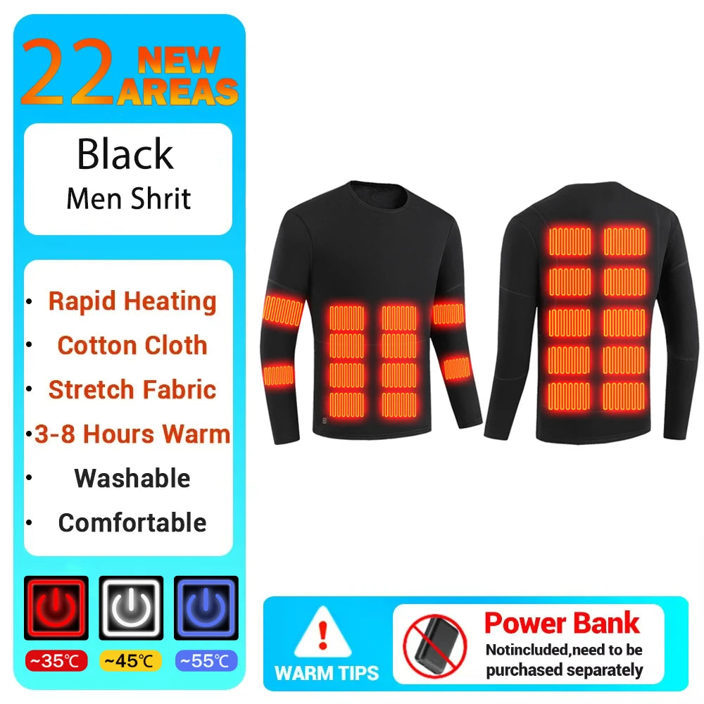 New Winter Heated Underwear Men Heating Jacket Skiwear Heated Winter Sports Thermal Underwear Electric Heated Clothing Women