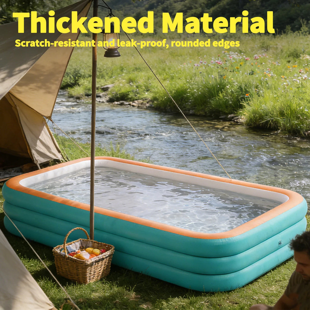 1PC Inflatable Pools  Durable Family Swimming Pool for Backyard, Garden or Indoor (Green)