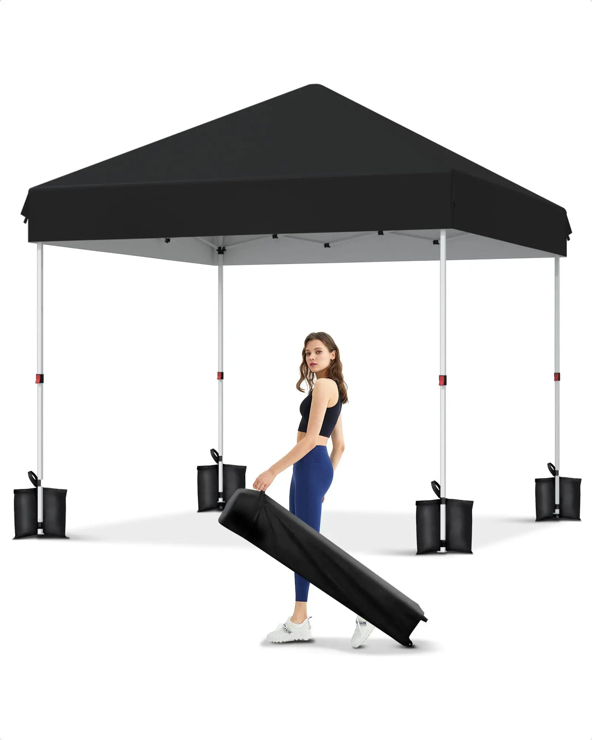 10x10 Ft Pop Up Canopy Tent, 3 Adjustable Heights Waterproof Instant Shelter with Wheeled Carry Bag for Patio Beach Garden Party