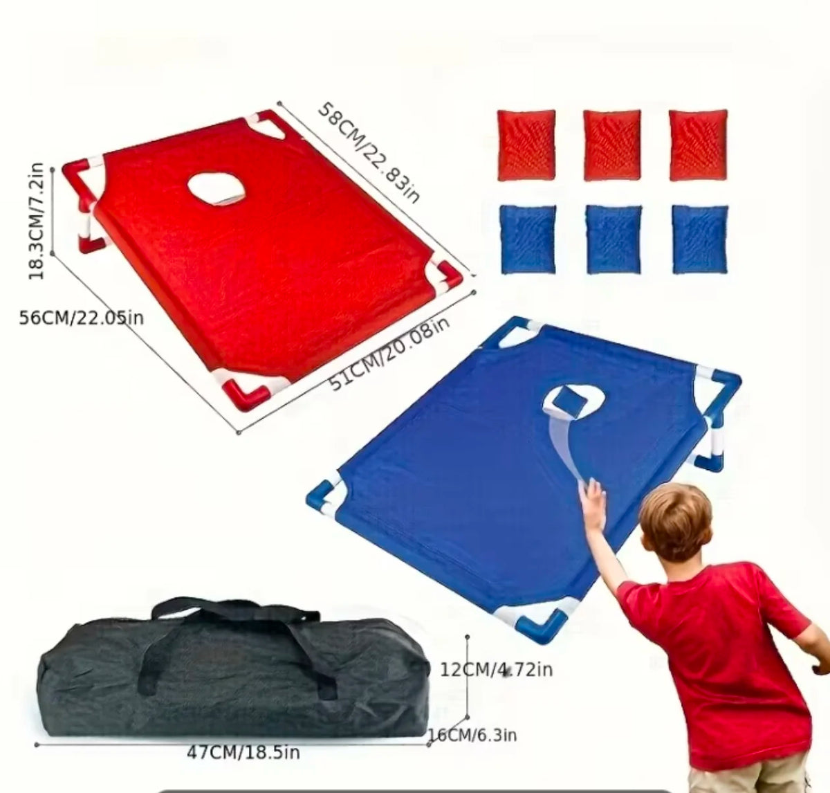 Corn Hole Game Set Includes 2 Game Boards + 6 Bean Bags + 1 Portable Bag. It Is Suitable for Both Indoor and Outdoor Use, and Is Suitable for Children, Adults, Camping Trips, Party Gatherings, Beach and Courtyard Entertainmen
