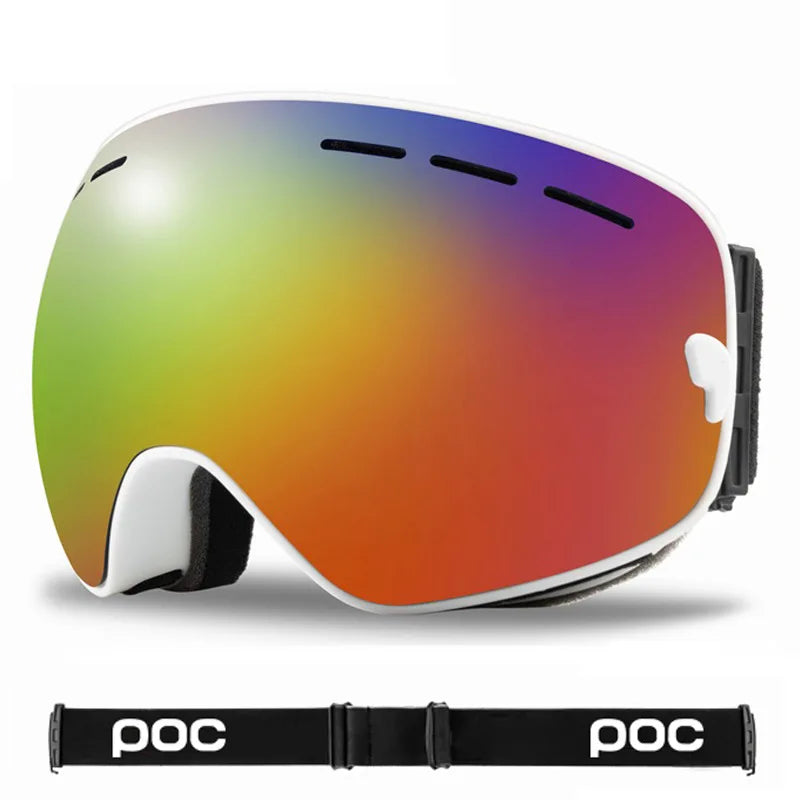 New POC Double Layer Anti-Fog Ski Goggles.Fully Coated Ski Mountaineering Protective Eyewear, Winter Sports Protective Equipment