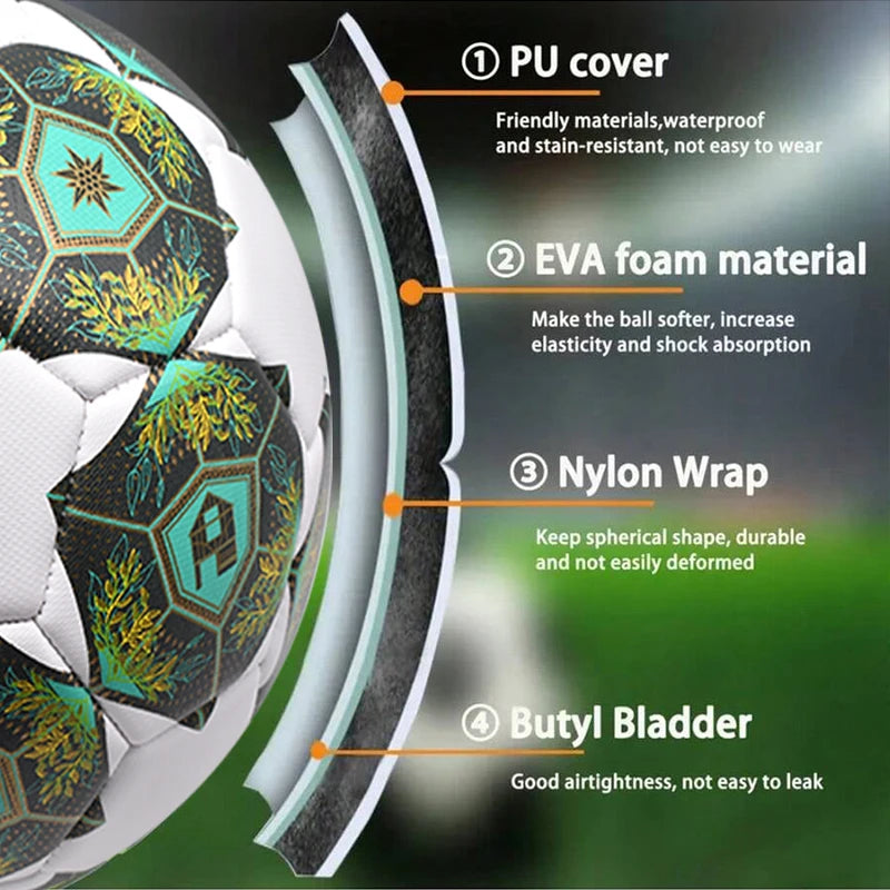 High Quality Size 5 Soccer Ball Official PVC Wear Resistant Outdoor Sports Football Training Match Football