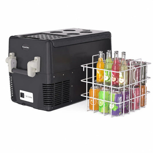 33QT Electric Cooler, 12V Car Refrigerator with Handle, -4℉ to 50℉ Truck Refrigerator, Portable Car Fridge with AC/DC Power for Camping, RV, Road Trips & Outdoor Travel