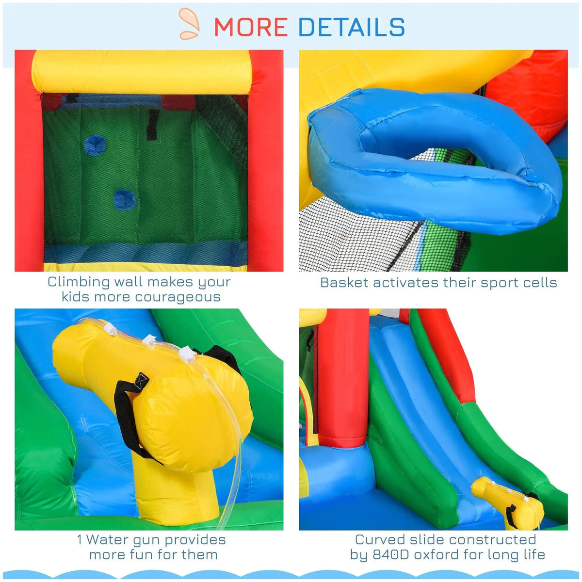 6-in-1 Kids Inflatable Bounce House with Pool, Climbing Wall, and Water Slide - Outdoor Summer Party Playground for Boys and Girls