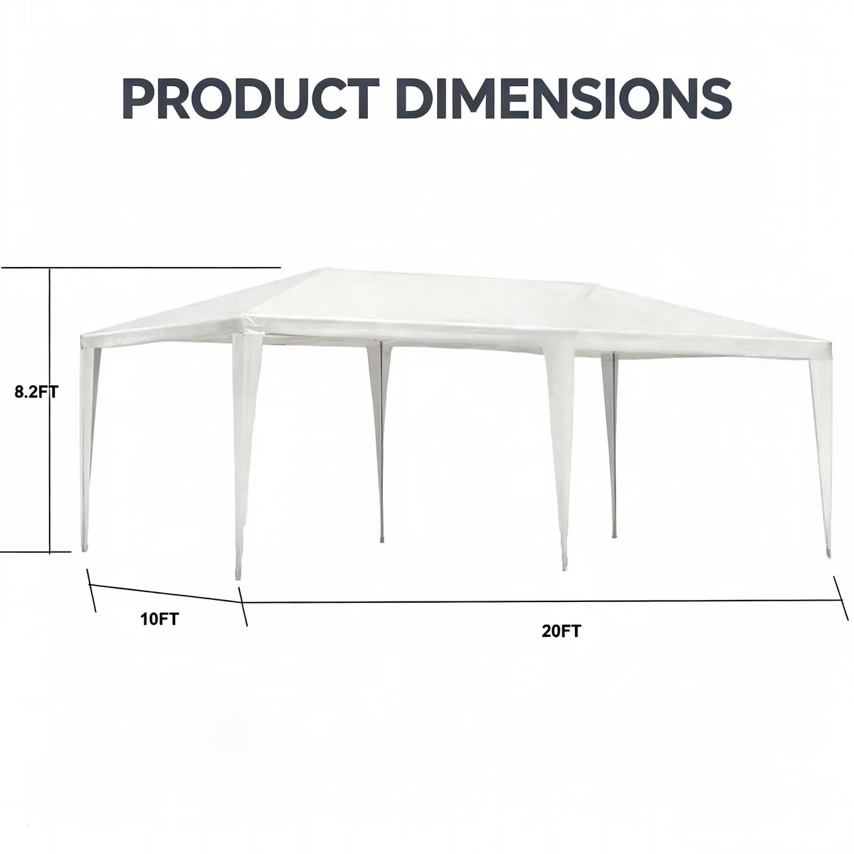 Waterproof Heavy Duty White Canopy Tent Without Sidewalls, Outdoor Gazebo Shelter, Wedding Party Tent for Backyard Patio, Garden, BBQ and Outdoor Events