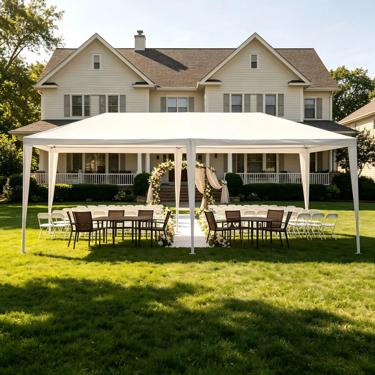 Waterproof Heavy Duty White Canopy Tent Without Sidewalls, Outdoor Gazebo Shelter, Wedding Party Tent for Backyard Patio, Garden, BBQ and Outdoor Events