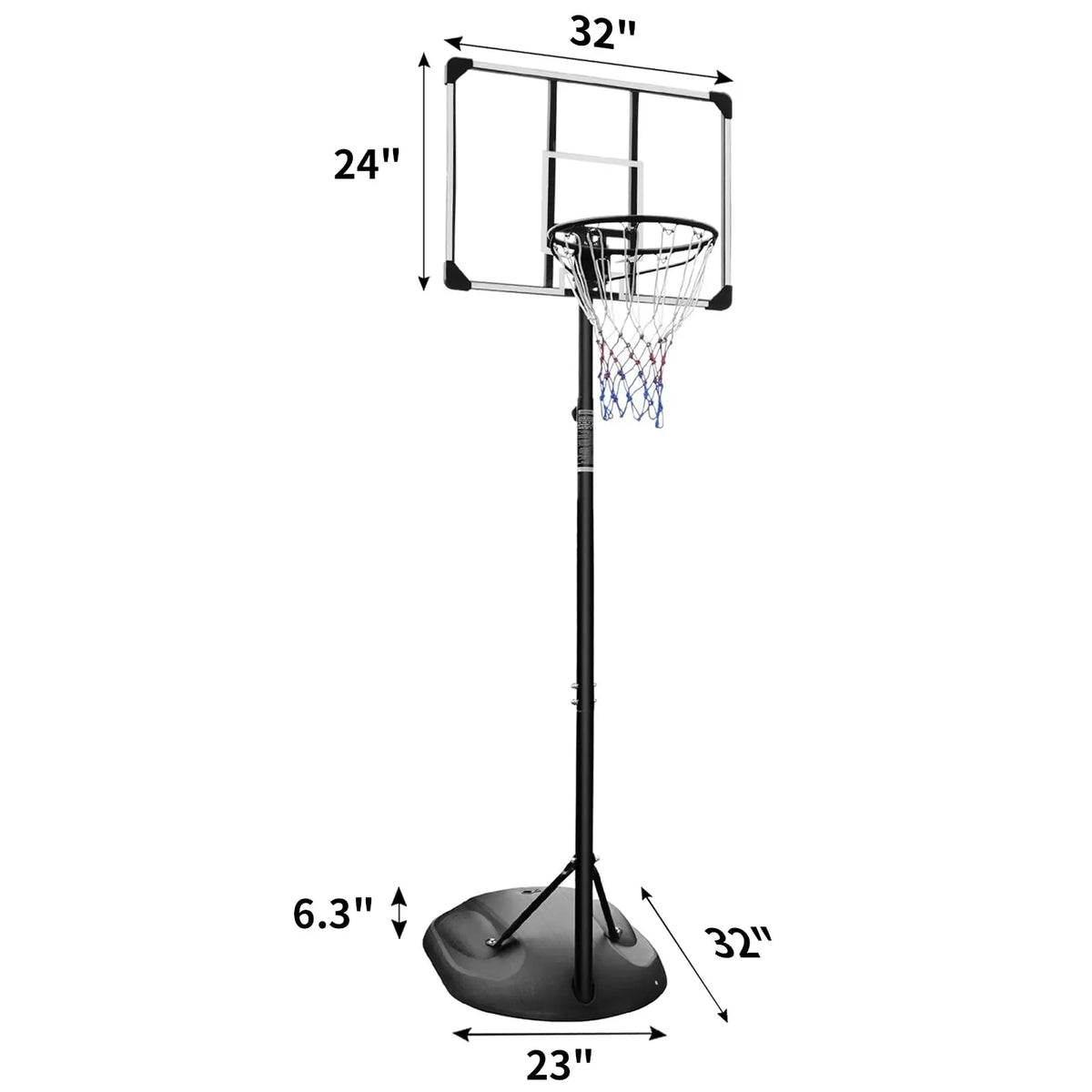 Basketball Hoop Outdoor, 7.5-9.2Ft Adjustable, Portable Basketball Hoop with 32'' Shatterproof Backboard, Small Basketballs Goal for Backyard Driveway Poolside Room