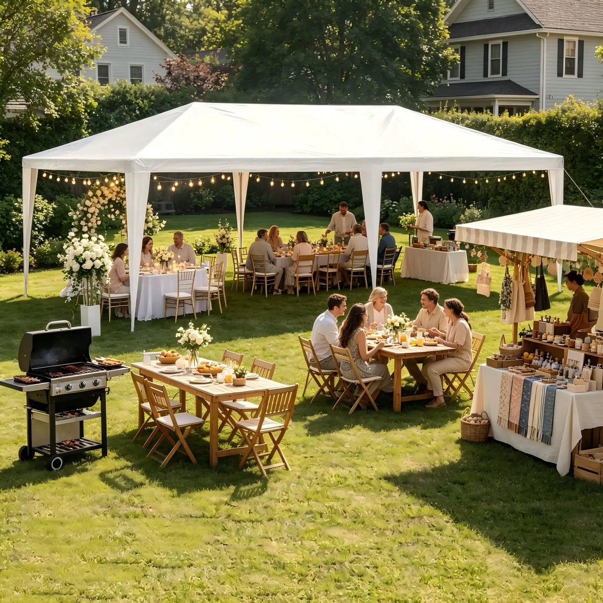 Waterproof Heavy Duty White Canopy Tent Without Sidewalls, Outdoor Gazebo Shelter, Wedding Party Tent for Backyard Patio, Garden, BBQ and Outdoor Events
