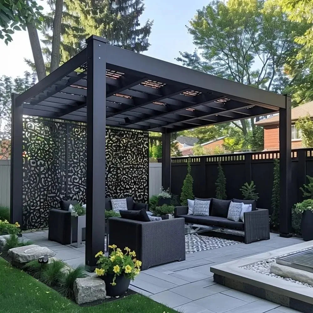Modern Simple Style Bioclimatic Pergola 3x4 Motorized, Aluminum Louvered Roof Waterproof Gazebo Luxury Garden Outdoor Furniture