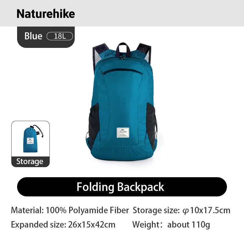 Naturehike 18L Portable Foldable Backpack Lightweight Shoulder Bags Camping Travel Backpack Men Women Outdoor Hiking Backpack
